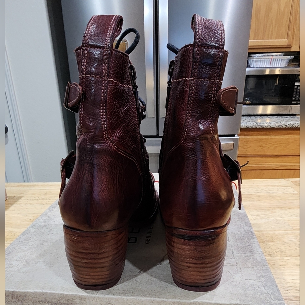 NEW Bed Stu Allie Burgundy Leather Ankle Boots - Picture 6 of 11
